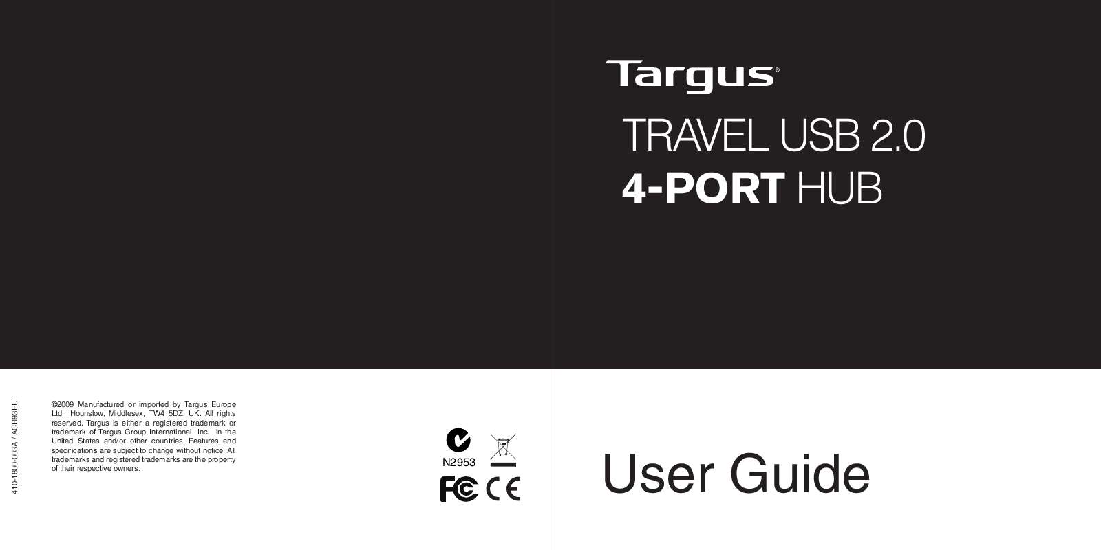Guide utilisation TARGUS ACH93EU  de la marque TARGUS