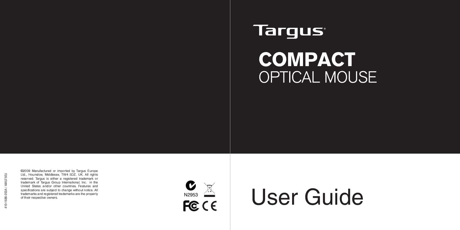 Guide utilisation TARGUS COMPACT OPTICAL MOUSE  de la marque TARGUS