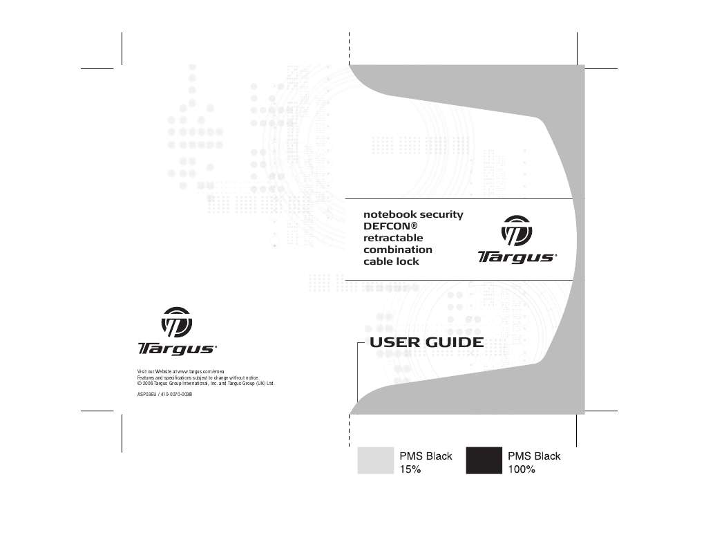 Guide utilisation TARGUS NOTEBOOK SECURITY DEFCON  de la marque TARGUS
