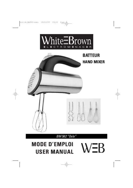 Guide utilisation  WHITE BROWN BM 562  de la marque WHITE BROWN