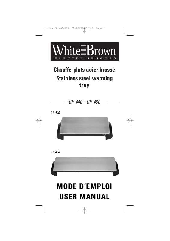 Guide utilisation  WHITE BROWN CP 440  de la marque WHITE BROWN