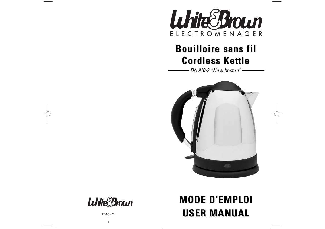 Guide utilisation  WHITE BROWN DA 910  de la marque WHITE BROWN