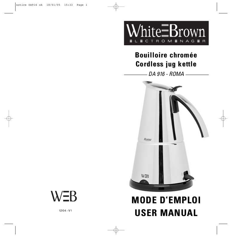 Guide utilisation  WHITE BROWN DA 916  de la marque WHITE BROWN