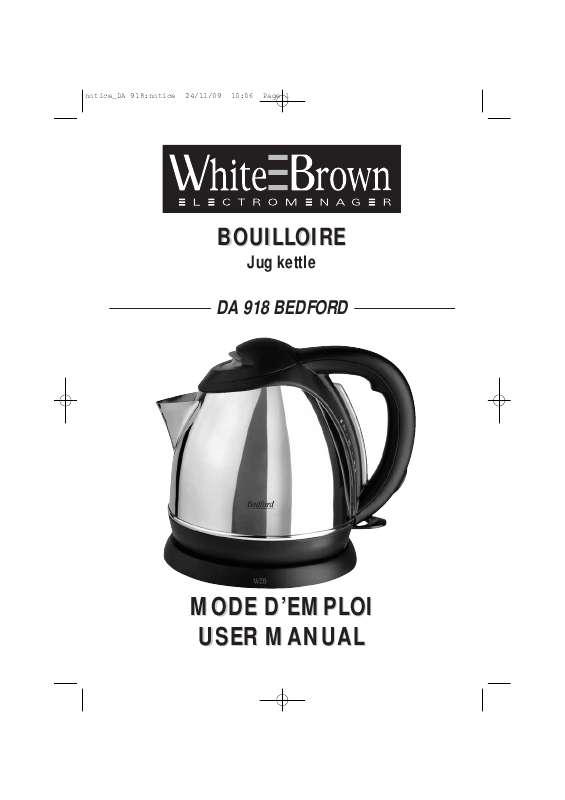 Guide utilisation  WHITE BROWN DA 918  de la marque WHITE BROWN