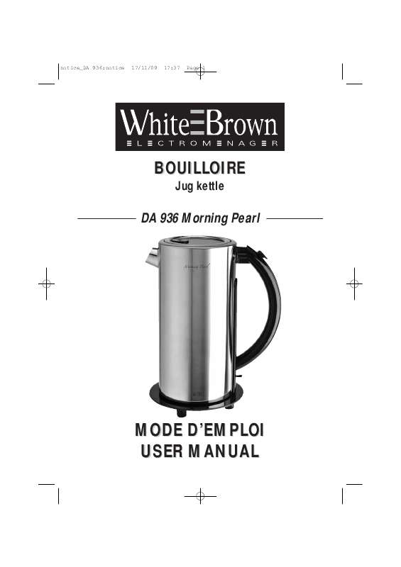 Guide utilisation  WHITE BROWN DA 936  de la marque WHITE BROWN
