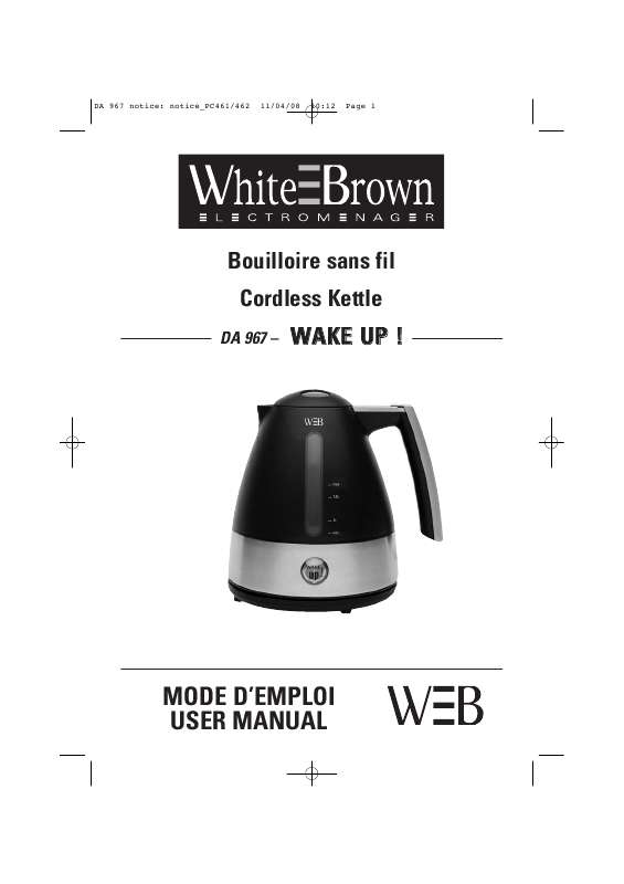 Guide utilisation  WHITE BROWN DA 967  de la marque WHITE BROWN