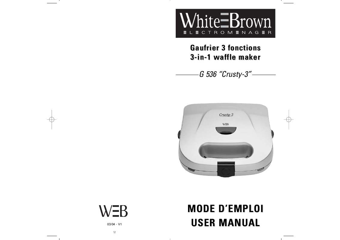 Guide utilisation  WHITE BROWN G 536  de la marque WHITE BROWN