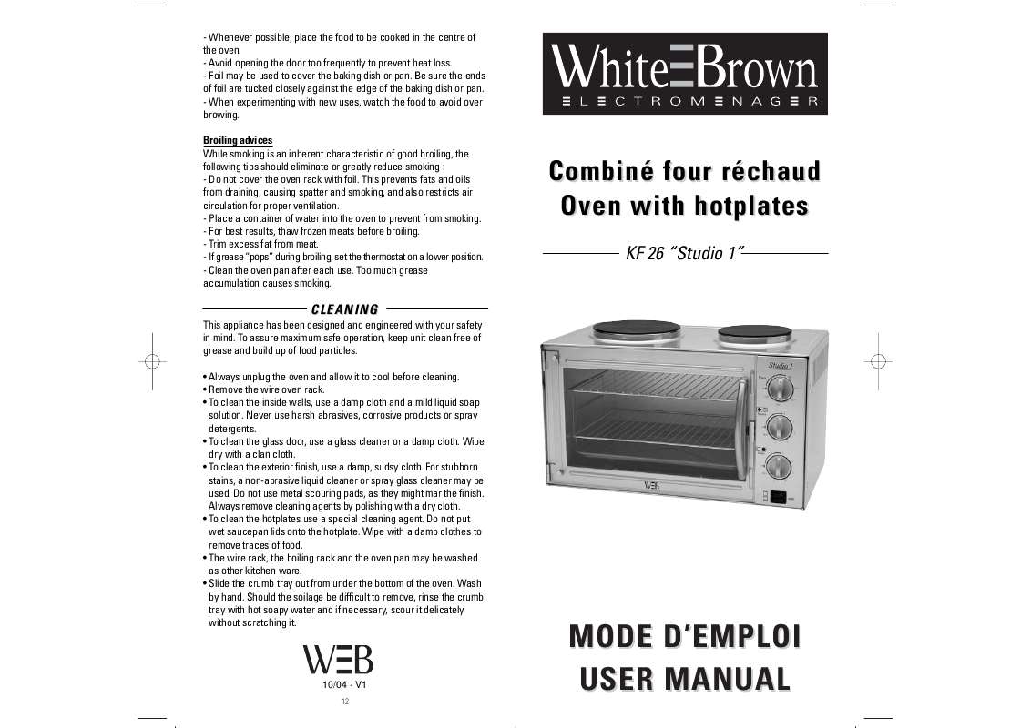 Guide utilisation  WHITE BROWN KF 26  de la marque WHITE BROWN