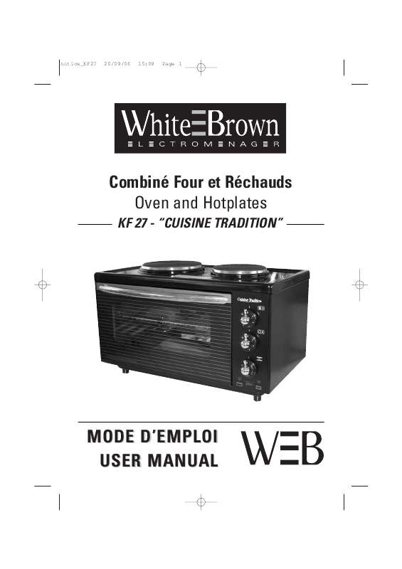 Guide utilisation  WHITE BROWN KF 27  de la marque WHITE BROWN