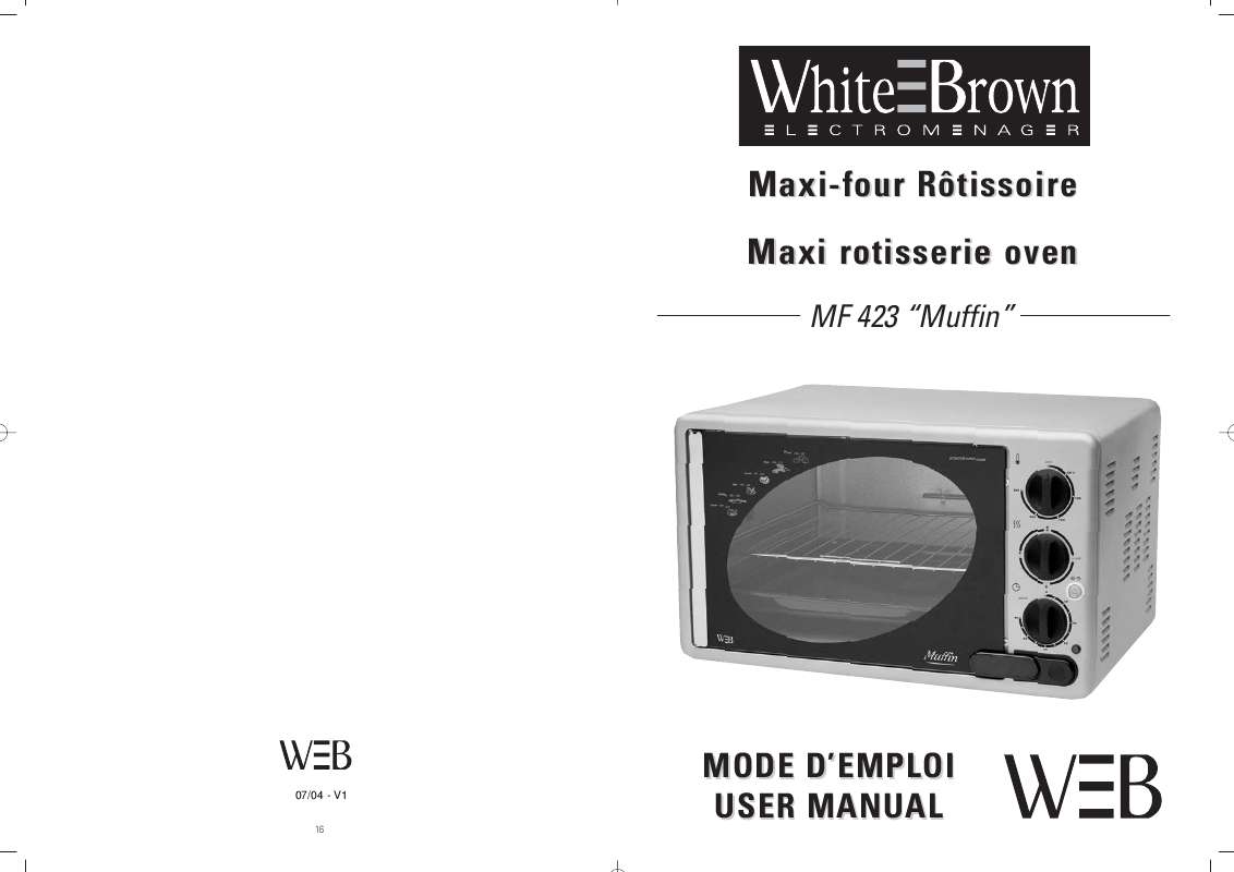 Guide utilisation  WHITE BROWN MF 423  de la marque WHITE BROWN