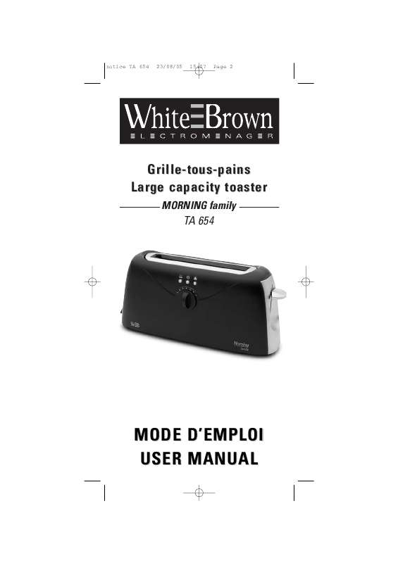 Guide utilisation  WHITE BROWN TA 654  de la marque WHITE BROWN