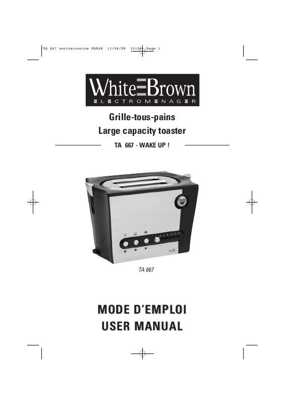 Guide utilisation  WHITE BROWN TA 667  de la marque WHITE BROWN