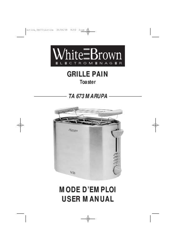 Guide utilisation  WHITE BROWN TA 673  de la marque WHITE BROWN