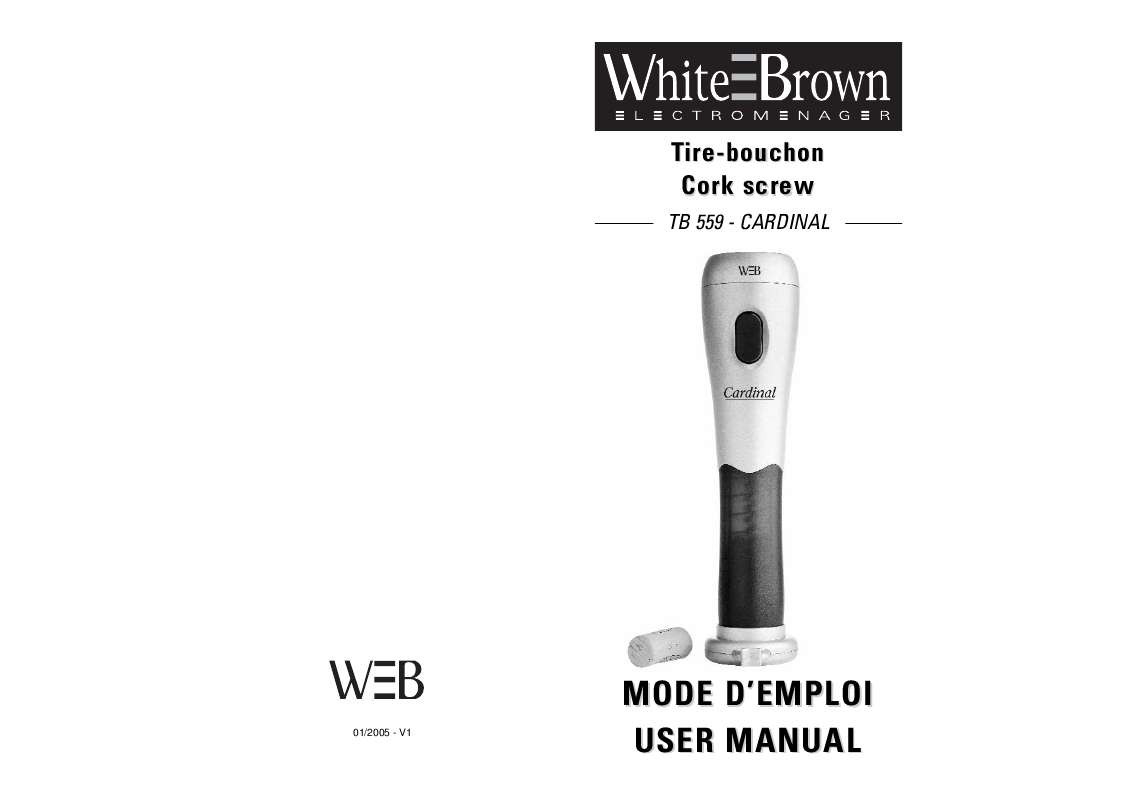 Guide utilisation  WHITE BROWN TB 559  de la marque WHITE BROWN