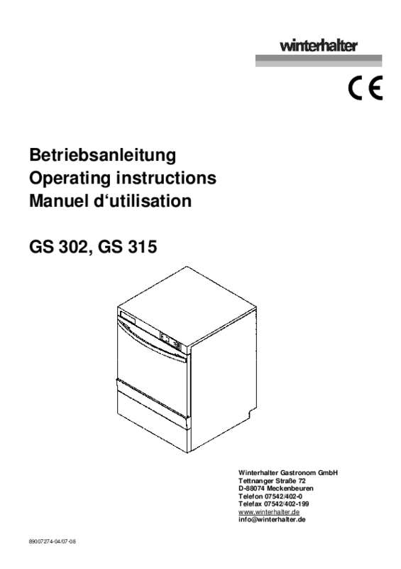 Guide utilisation WINTERHALTER GS 302 de la marque WINTERHALTER