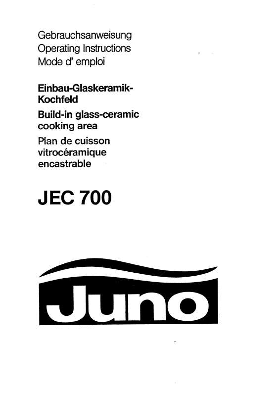 Guide utilisation  JUNO JEC700B  de la marque JUNO