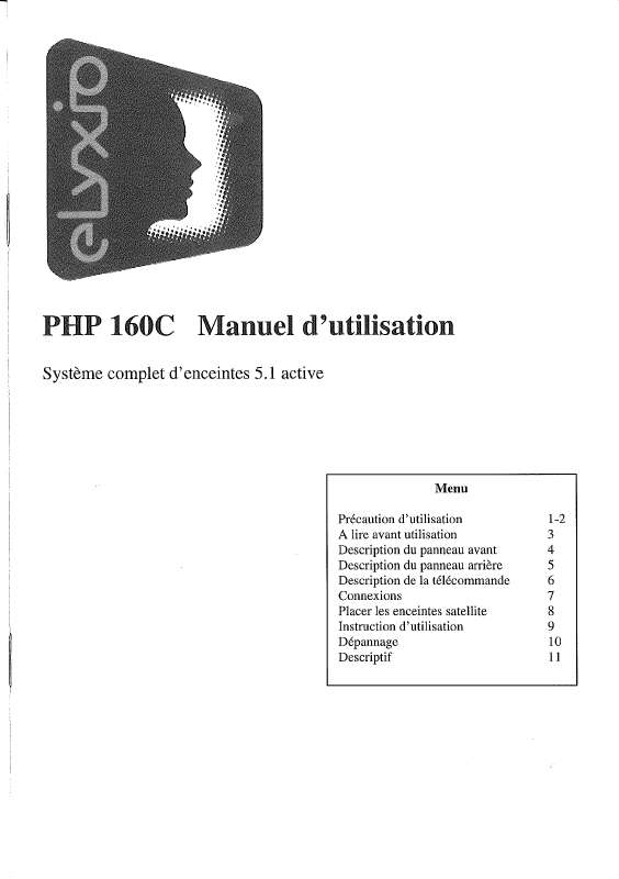 Guide utilisation  ELYXIO PHP 160C  de la marque ELYXIO