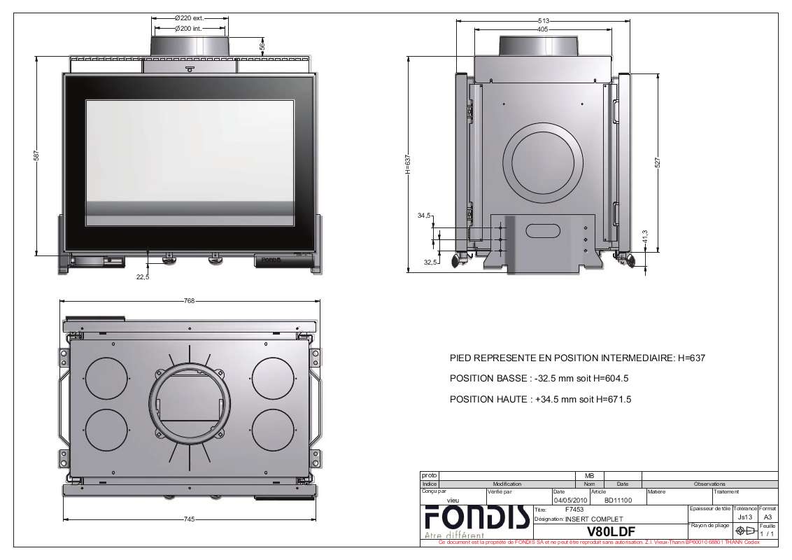 Guide utilisation  FONDIS V80LDF  de la marque FONDIS