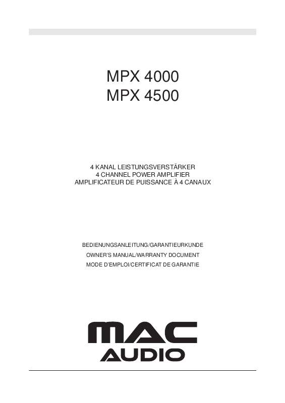 Guide utilisation  MAC AUDIO MPX 4000  de la marque MAC AUDIO