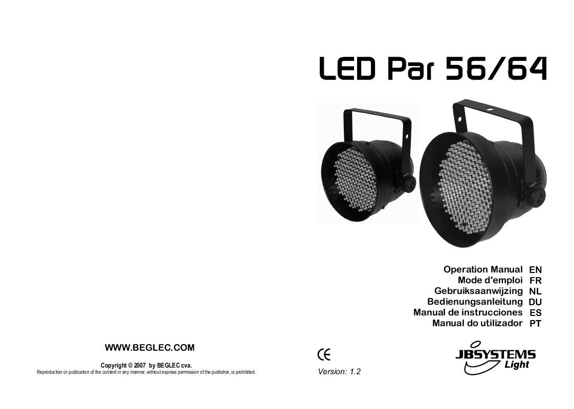 Guide utilisation  BEGLEC LED PAR 56  de la marque BEGLEC