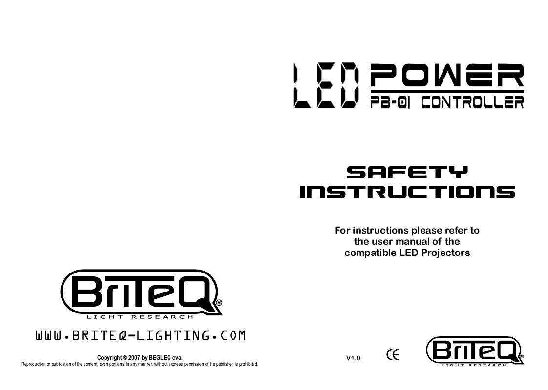 Guide utilisation  BEGLEC LED POWER PIX CONTROL PB-01  de la marque BEGLEC