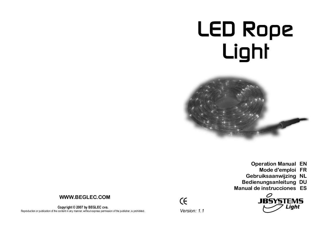 Guide utilisation  BEGLEC LED ROPE LIGHT  de la marque BEGLEC