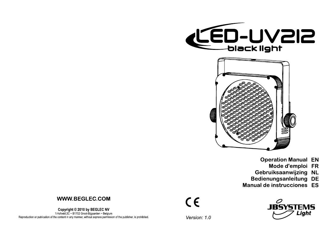 Guide utilisation  BEGLEC LED-UV212  de la marque BEGLEC