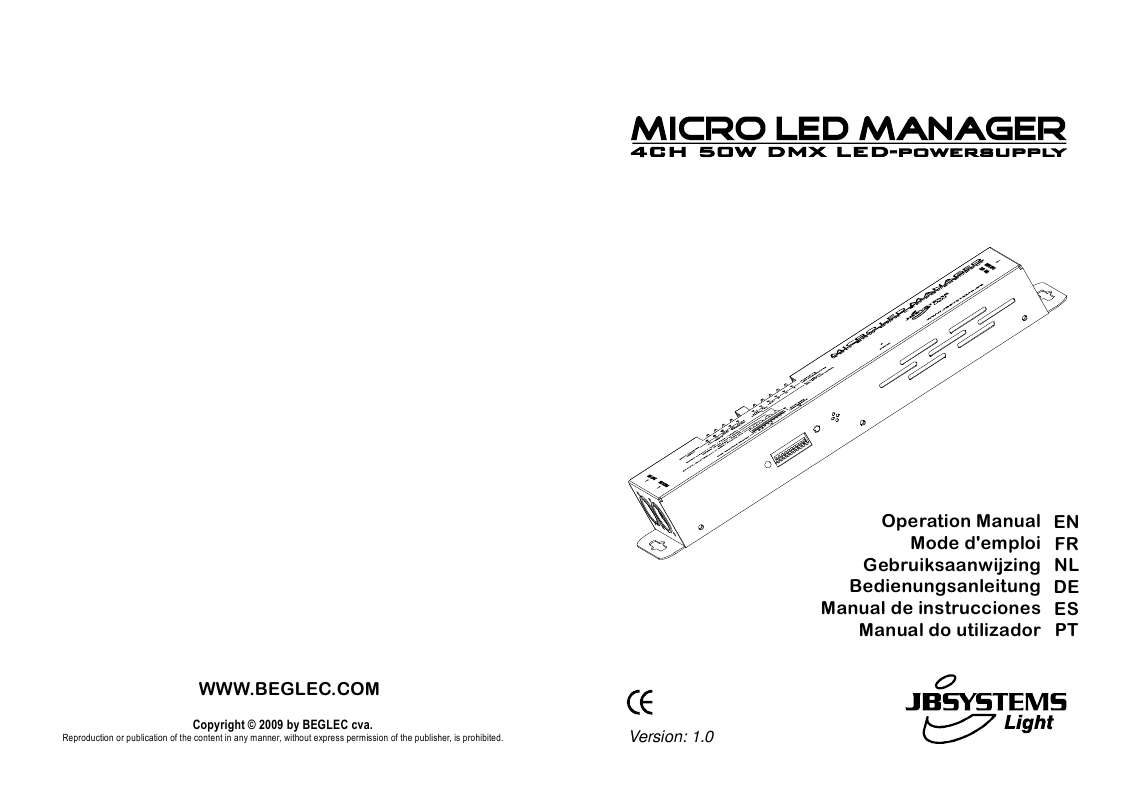 Guide utilisation  BEGLEC MICRO LED MANAGER  de la marque BEGLEC