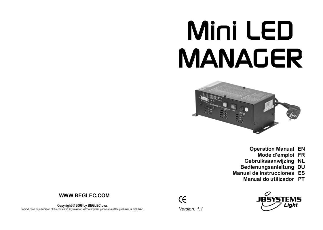 Guide utilisation  BEGLEC MINI LED MANAGER  de la marque BEGLEC