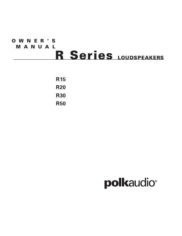 Guide utilisation  POLK AUDIO R20  de la marque POLK AUDIO