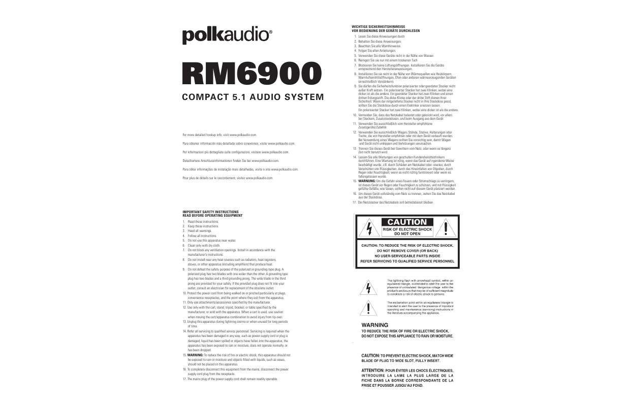 Guide utilisation  POLK AUDIO RM6900  de la marque POLK AUDIO