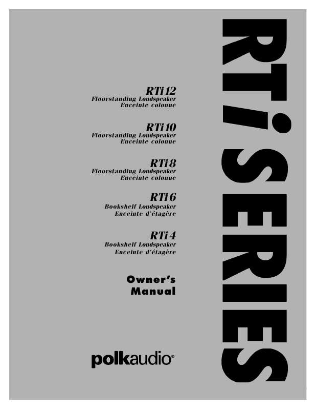 Guide utilisation  POLK AUDIO RTI10  de la marque POLK AUDIO