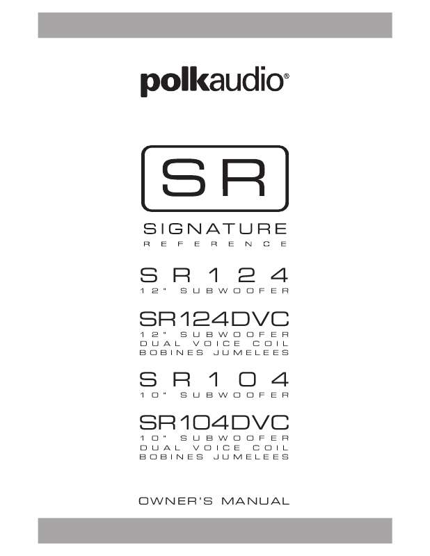 Guide utilisation  POLK AUDIO SR124  de la marque POLK AUDIO