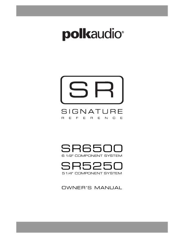 Guide utilisation POLK AUDIO SR6500  de la marque POLK AUDIO