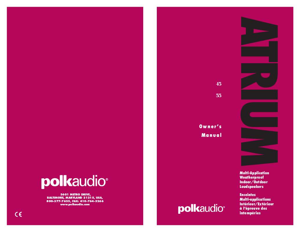 Guide utilisation  POLK AUDIO ATRIUM 45  de la marque POLK AUDIO