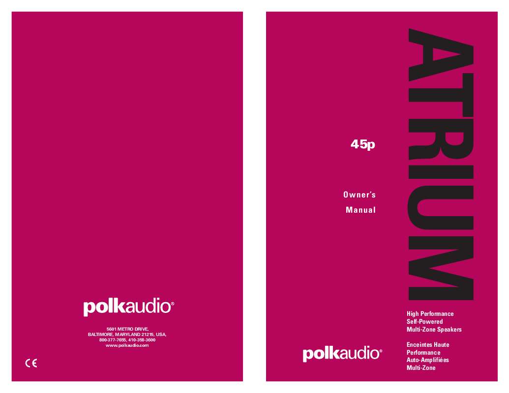 Guide utilisation  POLK AUDIO ATRIUM 45P  de la marque POLK AUDIO