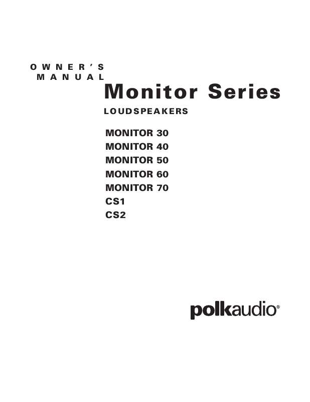 Guide utilisation  POLK AUDIO CS1  de la marque POLK AUDIO