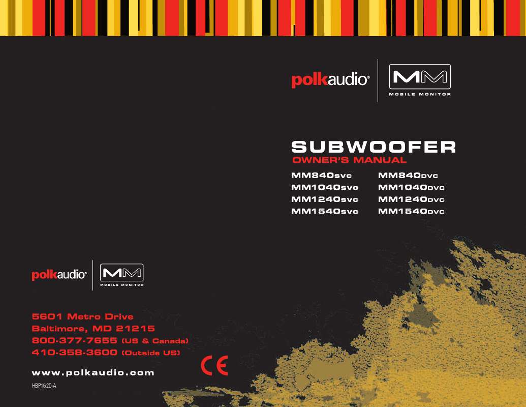 Guide utilisation  POLK AUDIO MM1040DVC  de la marque POLK AUDIO