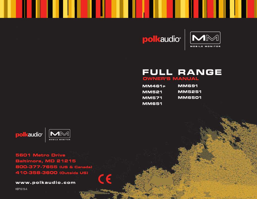 Guide utilisation  POLK AUDIO MM521  de la marque POLK AUDIO
