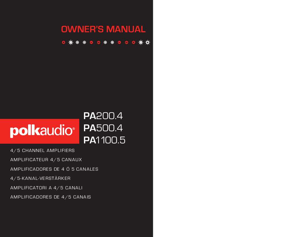 Guide utilisation  POLK AUDIO PA1100.5  de la marque POLK AUDIO