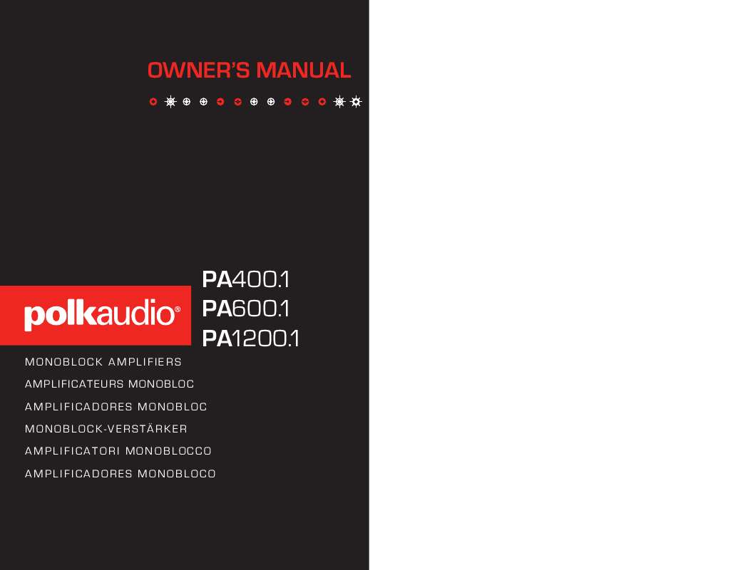 Guide utilisation  POLK AUDIO PA400.1  de la marque POLK AUDIO