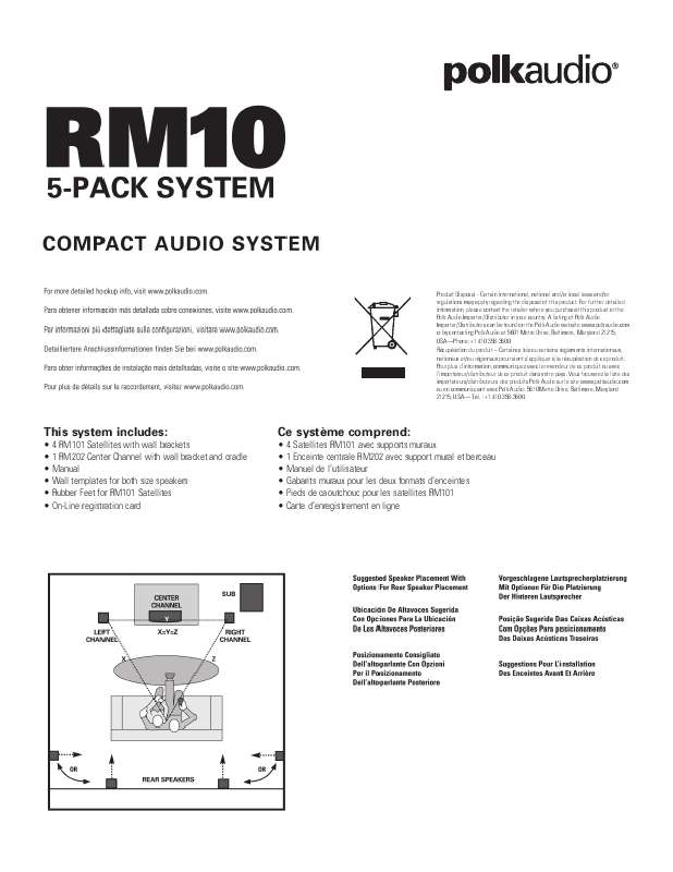 Guide utilisation  POLK AUDIO RM10 5-PACK  de la marque POLK AUDIO