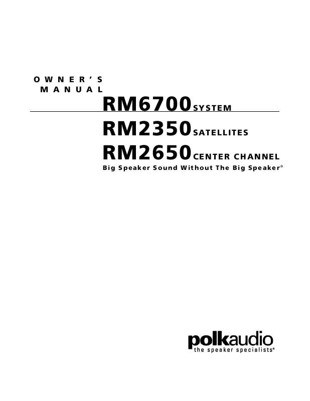 Guide utilisation  POLK AUDIO RM2350  de la marque POLK AUDIO