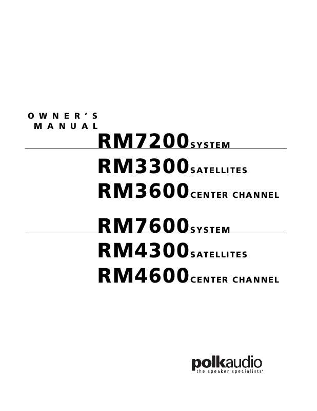 Guide utilisation  POLK AUDIO RM4300  de la marque POLK AUDIO