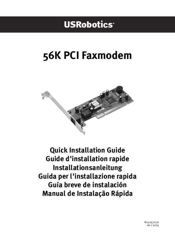 Guide utilisation  US ROBOTICS 56K PCI FAXMODEM  de la marque US ROBOTICS
