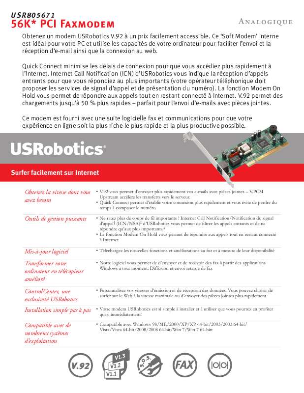 Guide utilisation  US ROBOTICS USR805671  de la marque US ROBOTICS