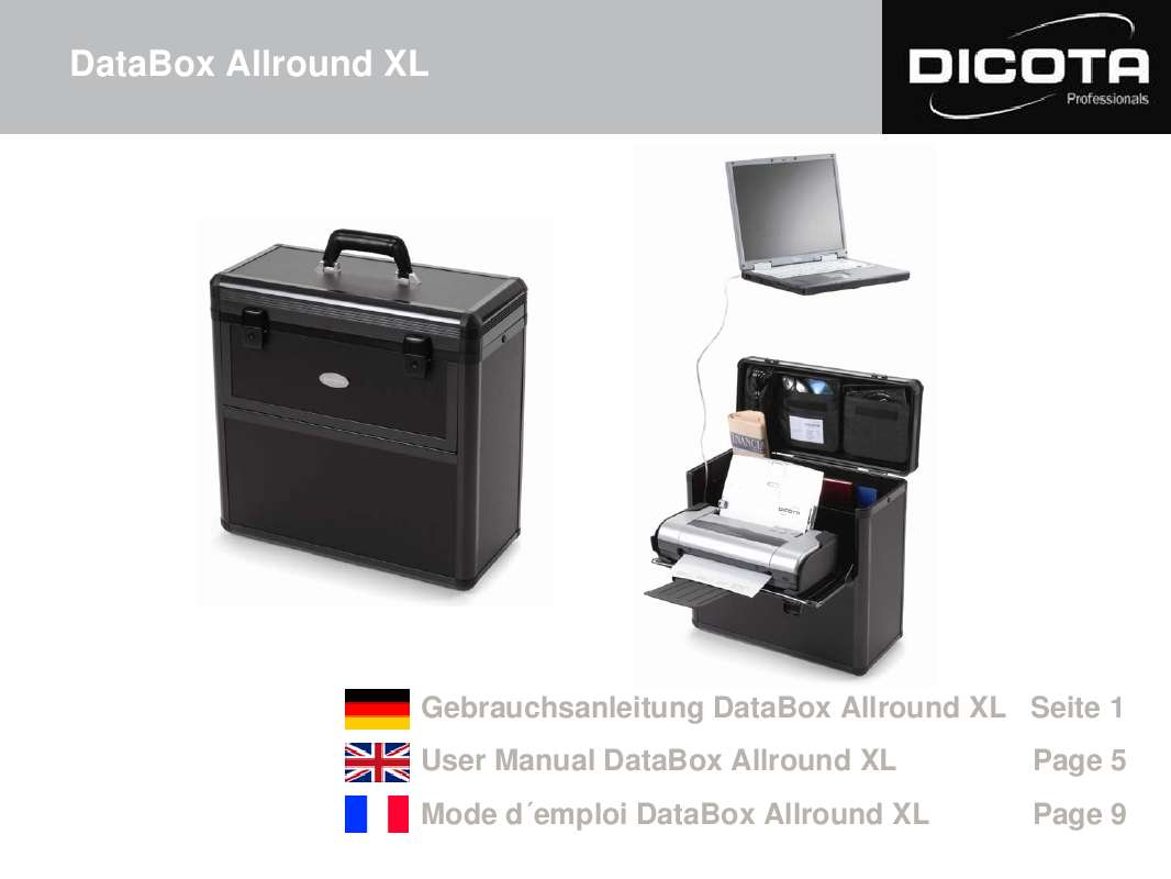 Guide utilisation  DICOTA DATABOX ALLROUND XL  de la marque DICOTA
