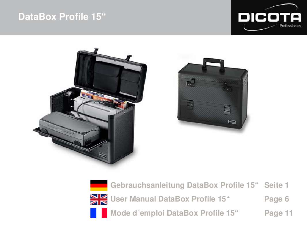 Guide utilisation  DICOTA DATABOX PROFILE  de la marque DICOTA
