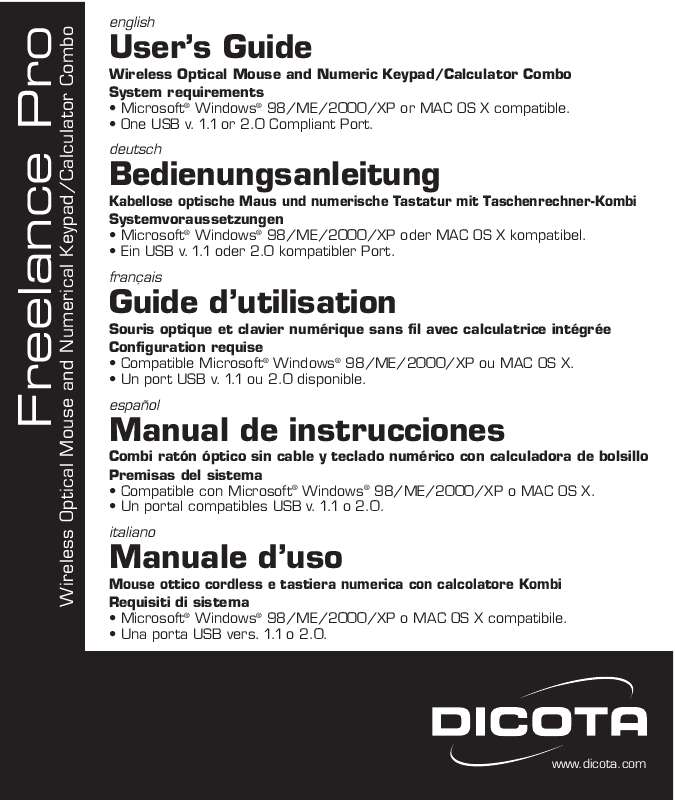 Guide utilisation  DICOTA FREELANCE PRO  de la marque DICOTA