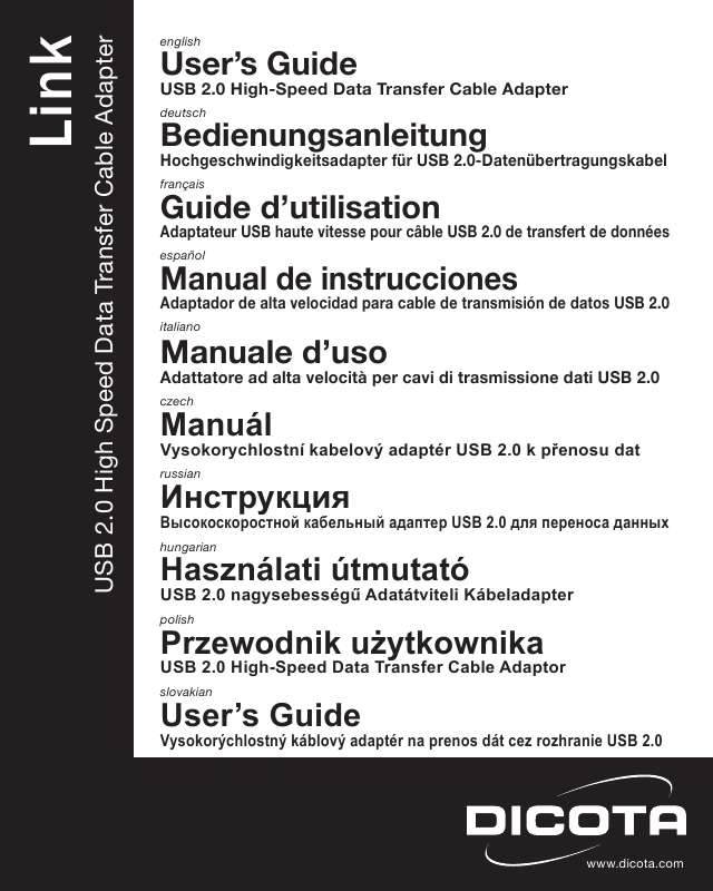 Guide utilisation  DICOTA LINK  de la marque DICOTA